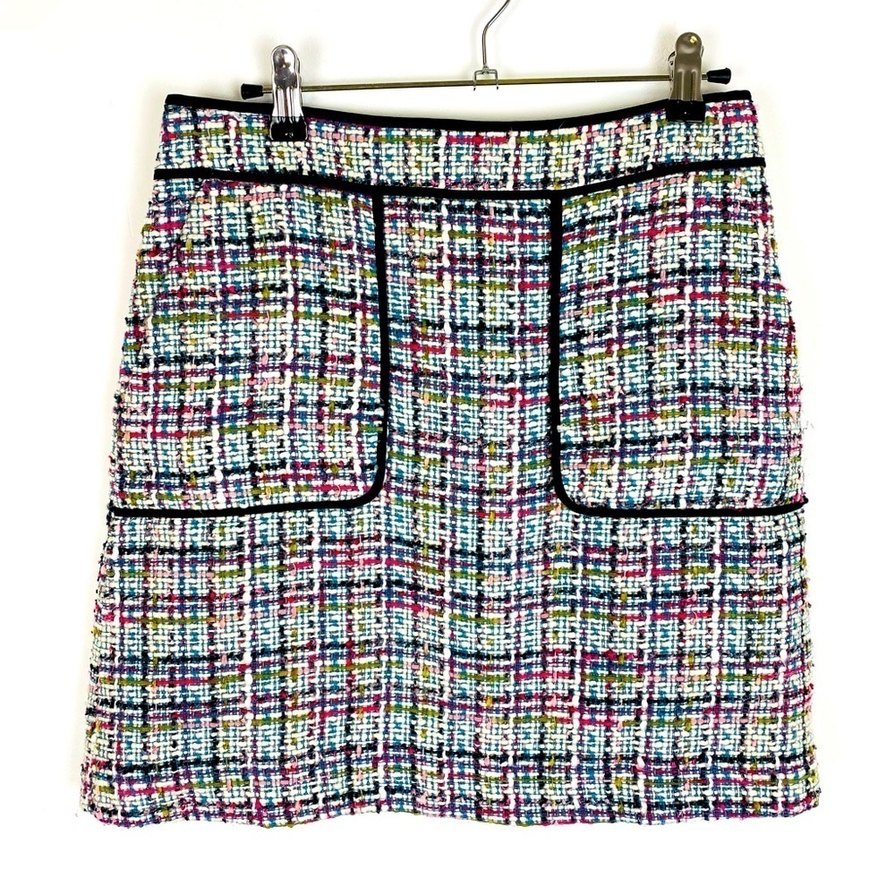 LOFT Size 0 Tweed Skirt Multicolor Lined Mini Skirt with Pockets
